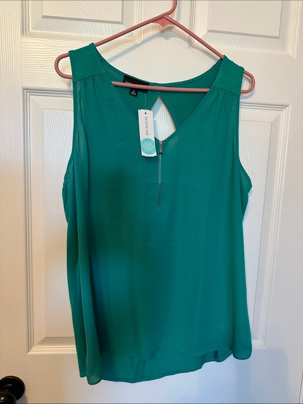 Sleeveless Teal Zip-Front Camisole